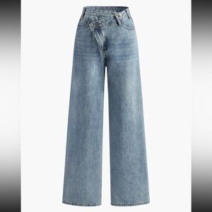 Commense Assymetric waist wide leg jeans Light Blue jeans